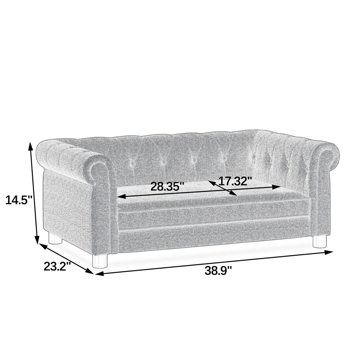 Modern Elegant Rectangle Pet Bed, Durable Elevated Dog Sofa