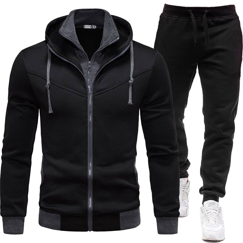 Sport-Style Patchwork Jacket And Casual Long-Sleeve Pants
