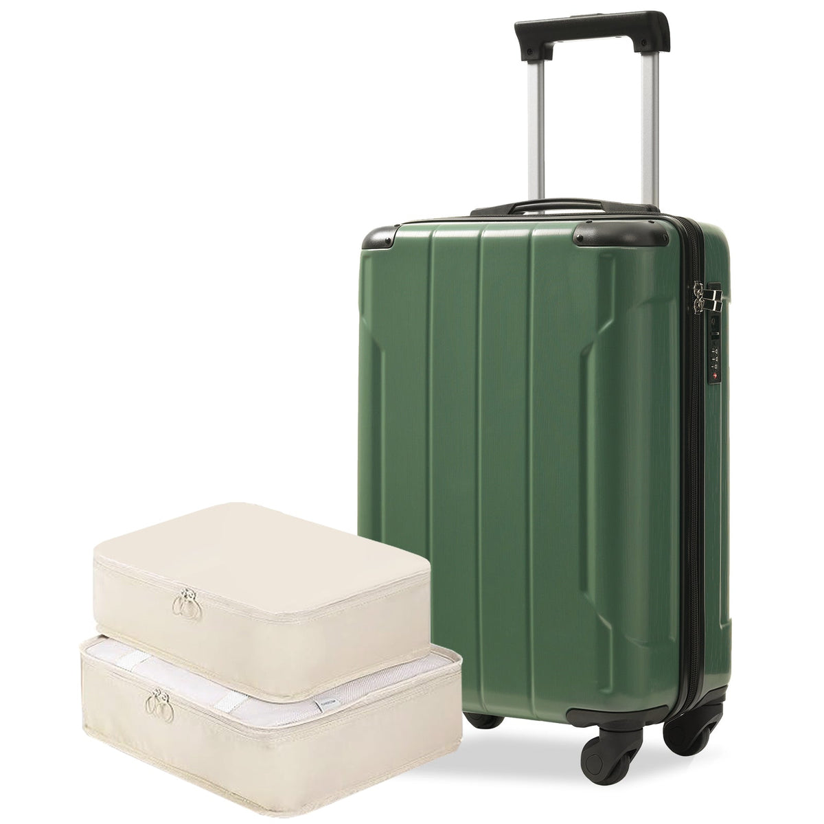 20-Inch Hardshell Carry-On Luggage with Spinner Wheels - Black