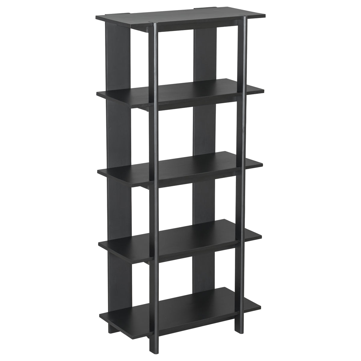 4-Tier Wooden Open Bookcase with Ebonized Finish - Acacia