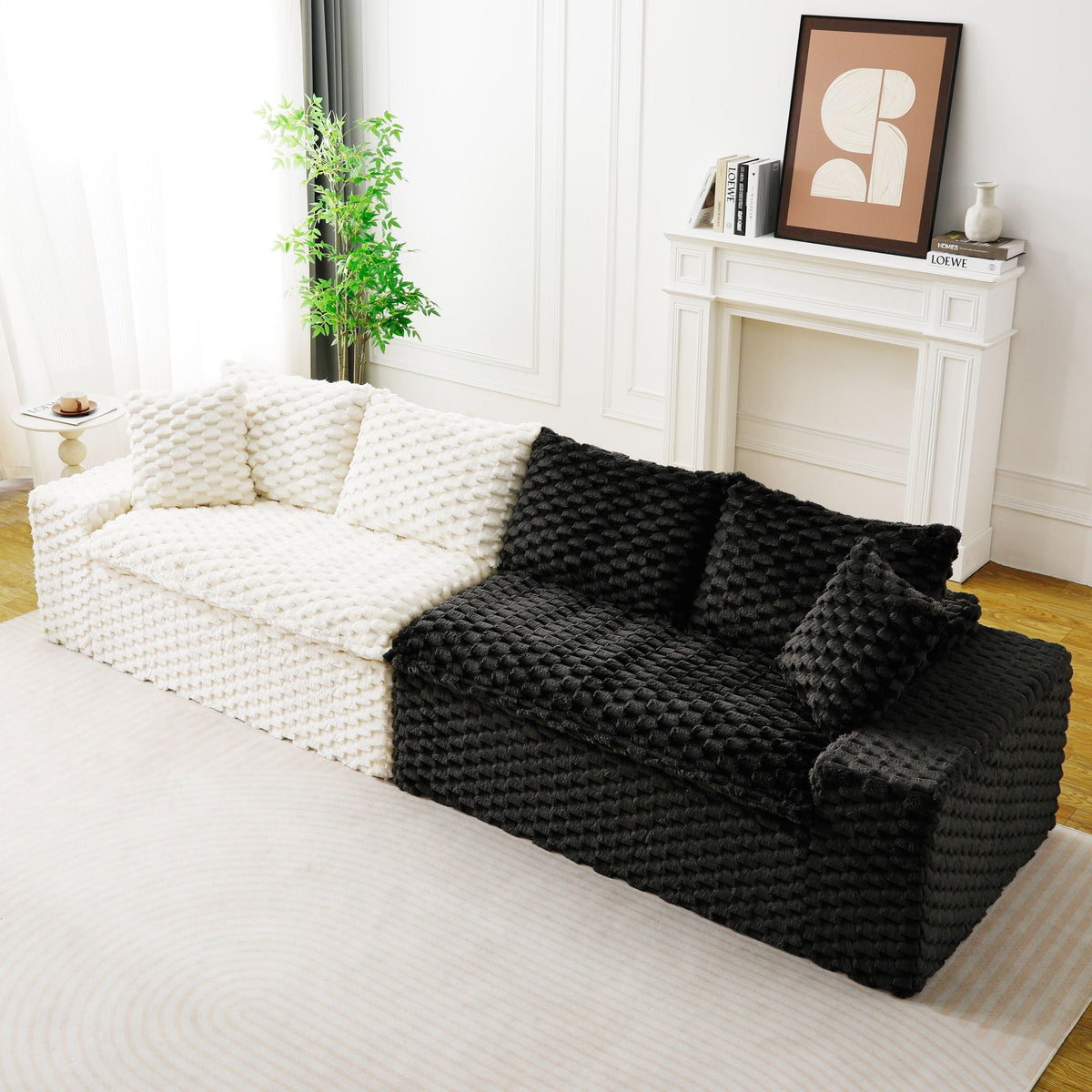 Luxury Multifunctional Sofa for Living Room with Adjustable Layout - Black, Dark Green, White, Pink