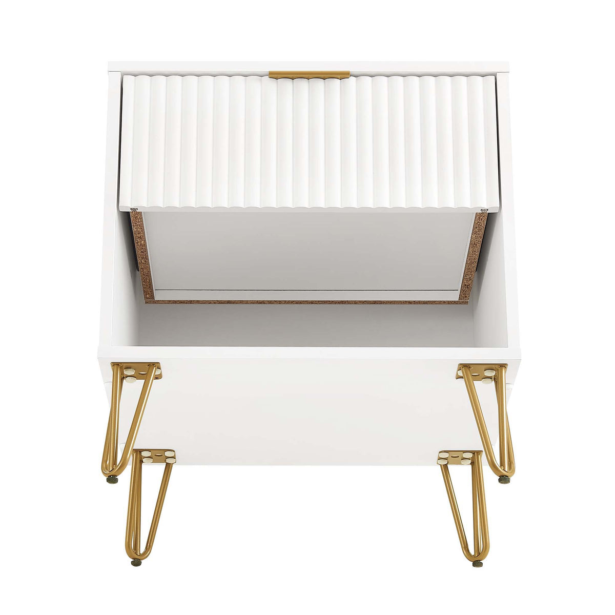 Modern Nightstand with Fluted Drawer and Metal Handles - Multiple Colors
