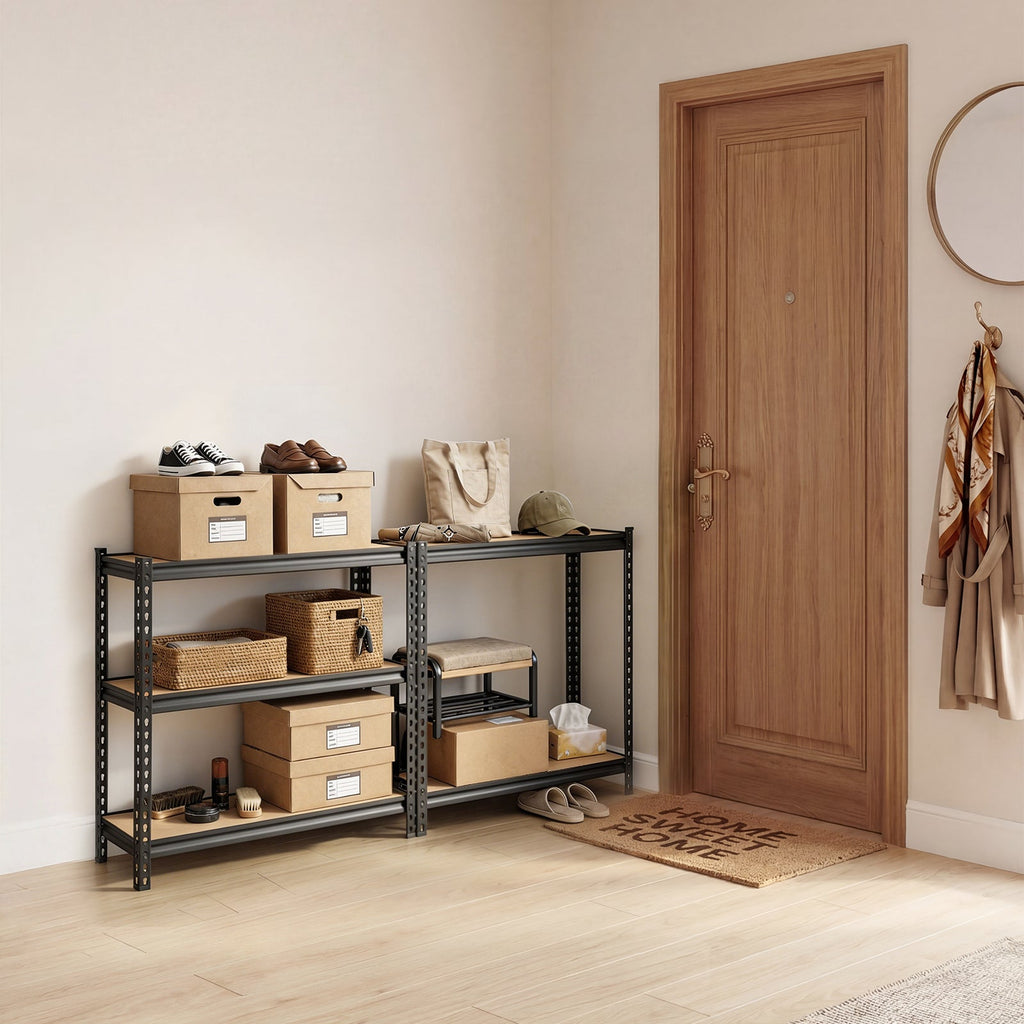5-Tier Adjustable Heavy Duty Metal Storage Shelves with Customizable Levels - Carbon Steel