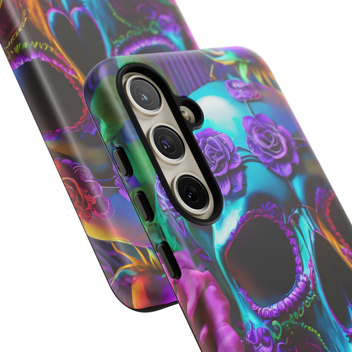 Neon Skull and Roses Vibrant Tough Phone Case