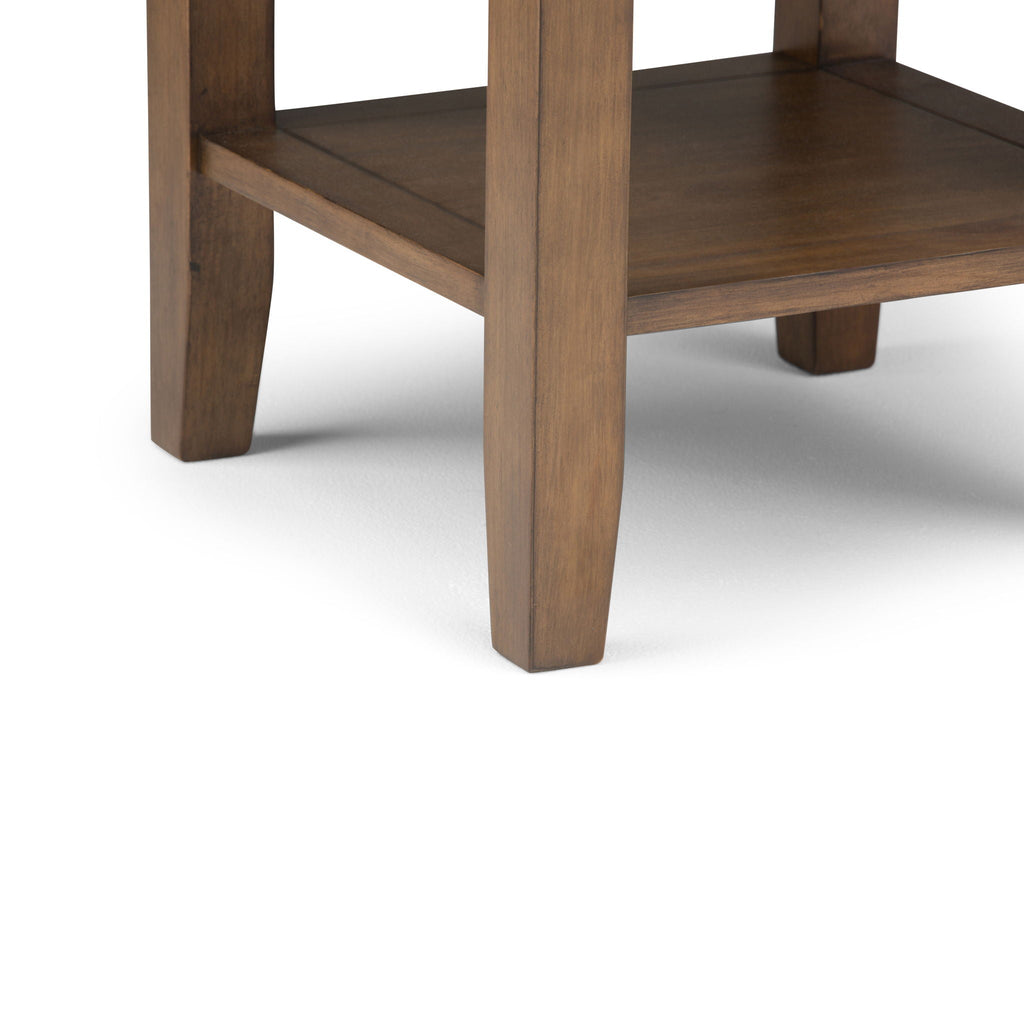 Solid Wood End Table with Storage Drawer - Light Brown