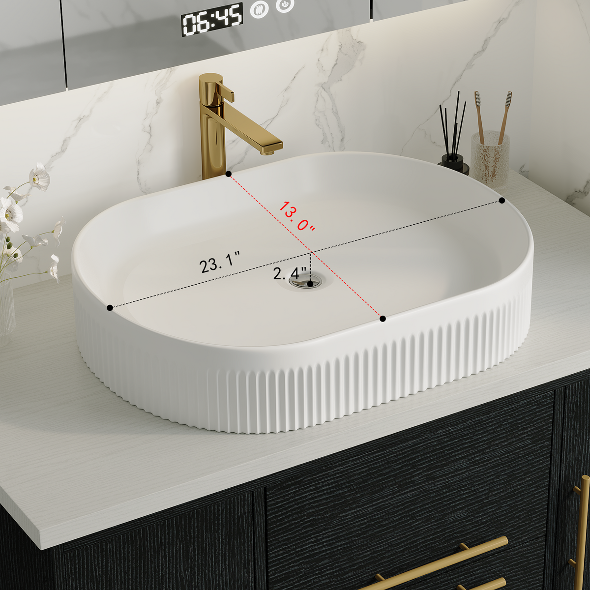 Modern Floating Bathroom Vanity with Ceramic Sink - 39.4 Inch