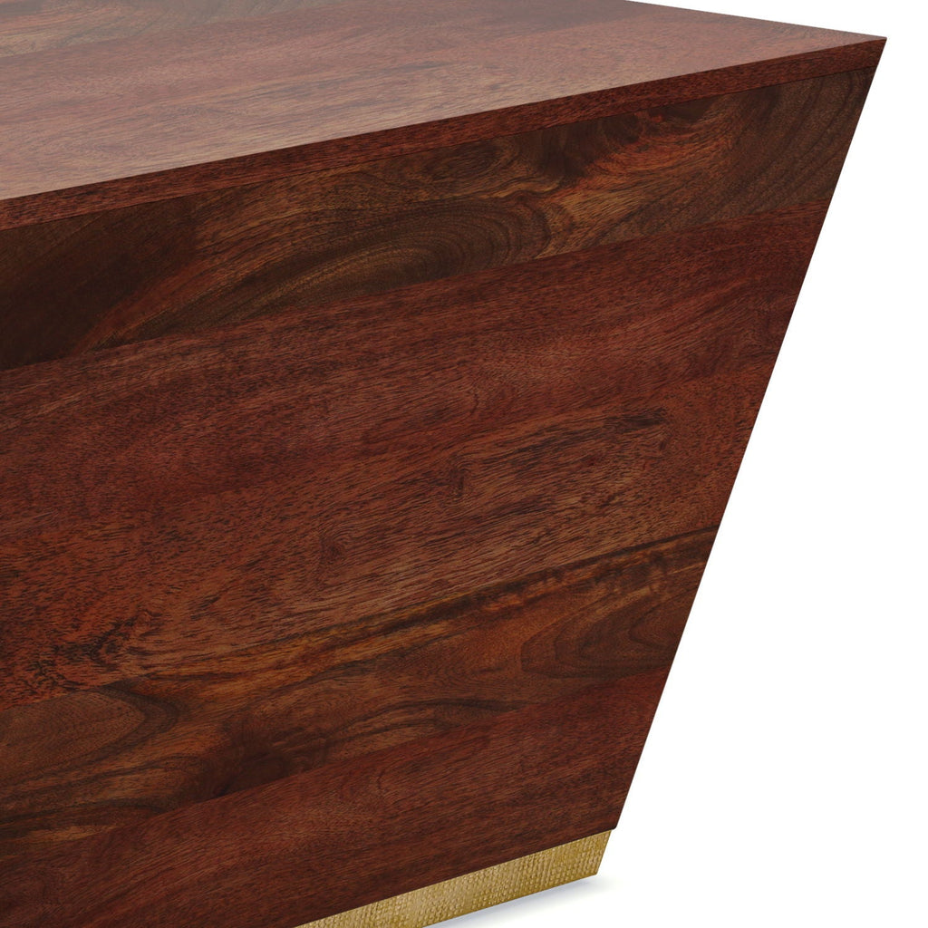 Handcrafted Square Coffee Table with Brass Trim - Multiple Finishes