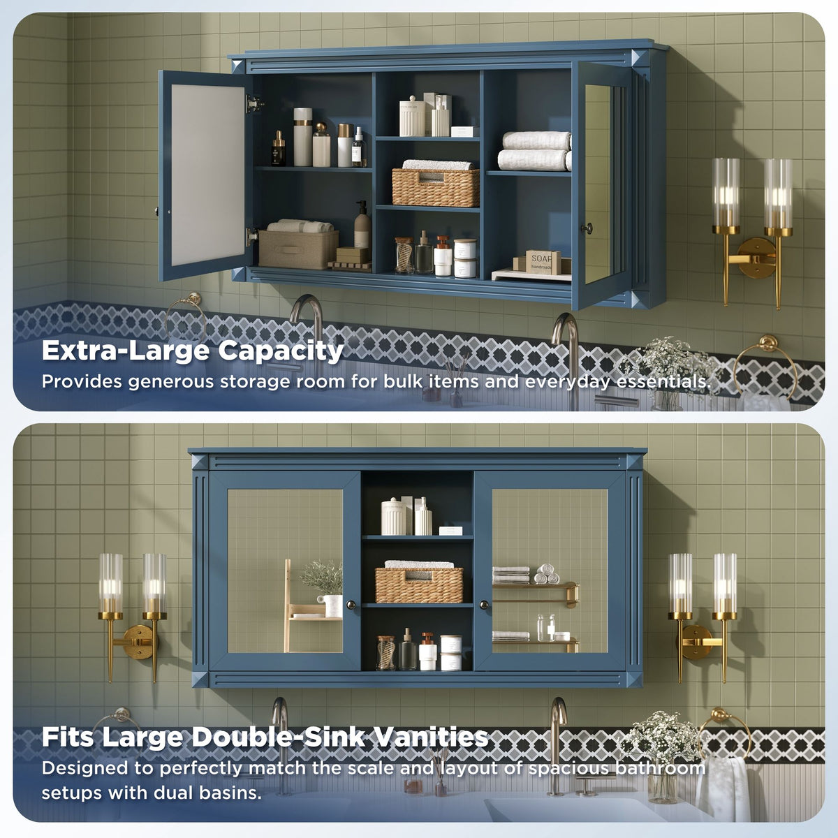 Modern Wall-Mount 2 In 1 Mirror Cabinet
