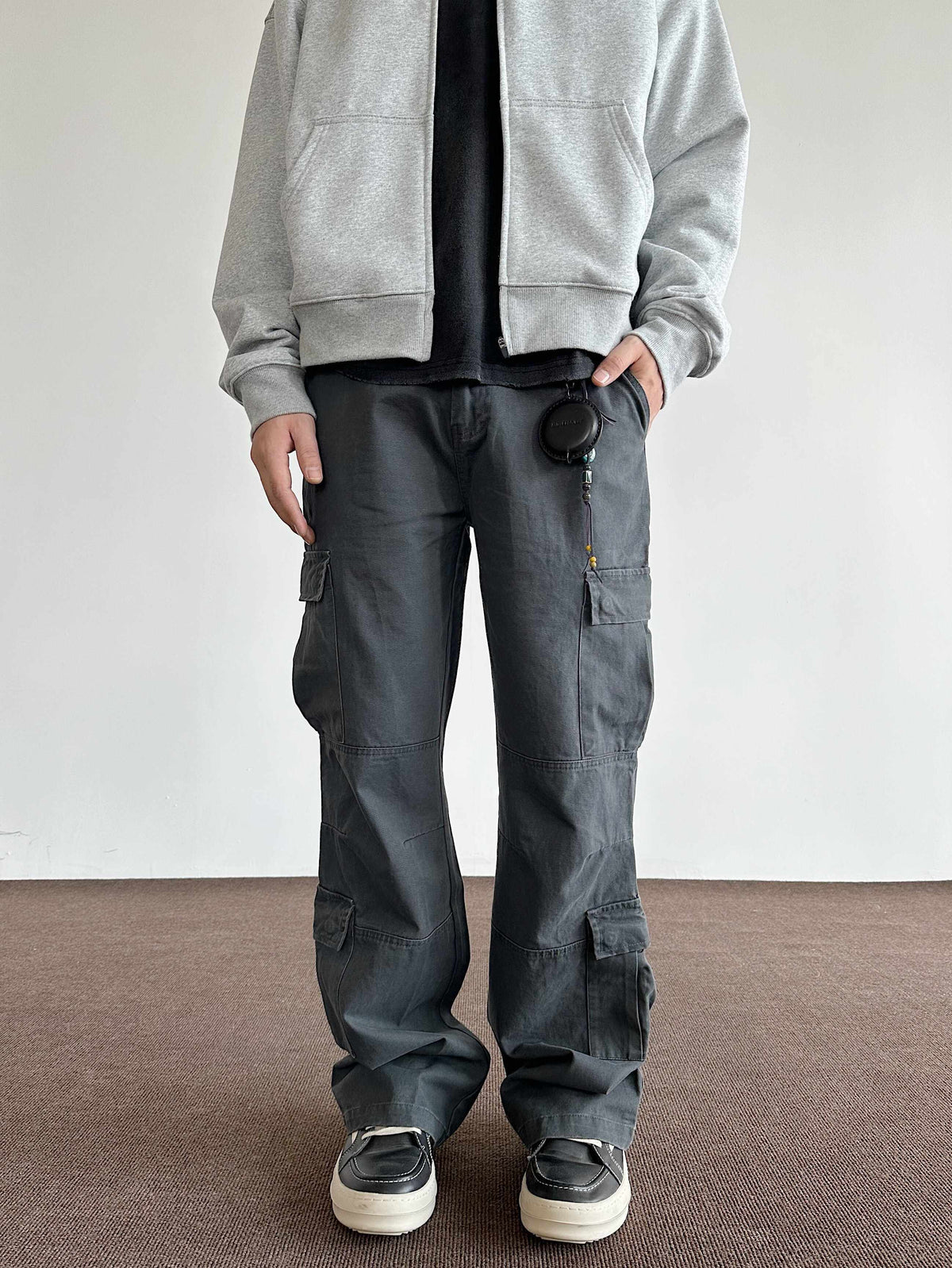Retro Brushed Distressed Loose Straight Cargo Pants