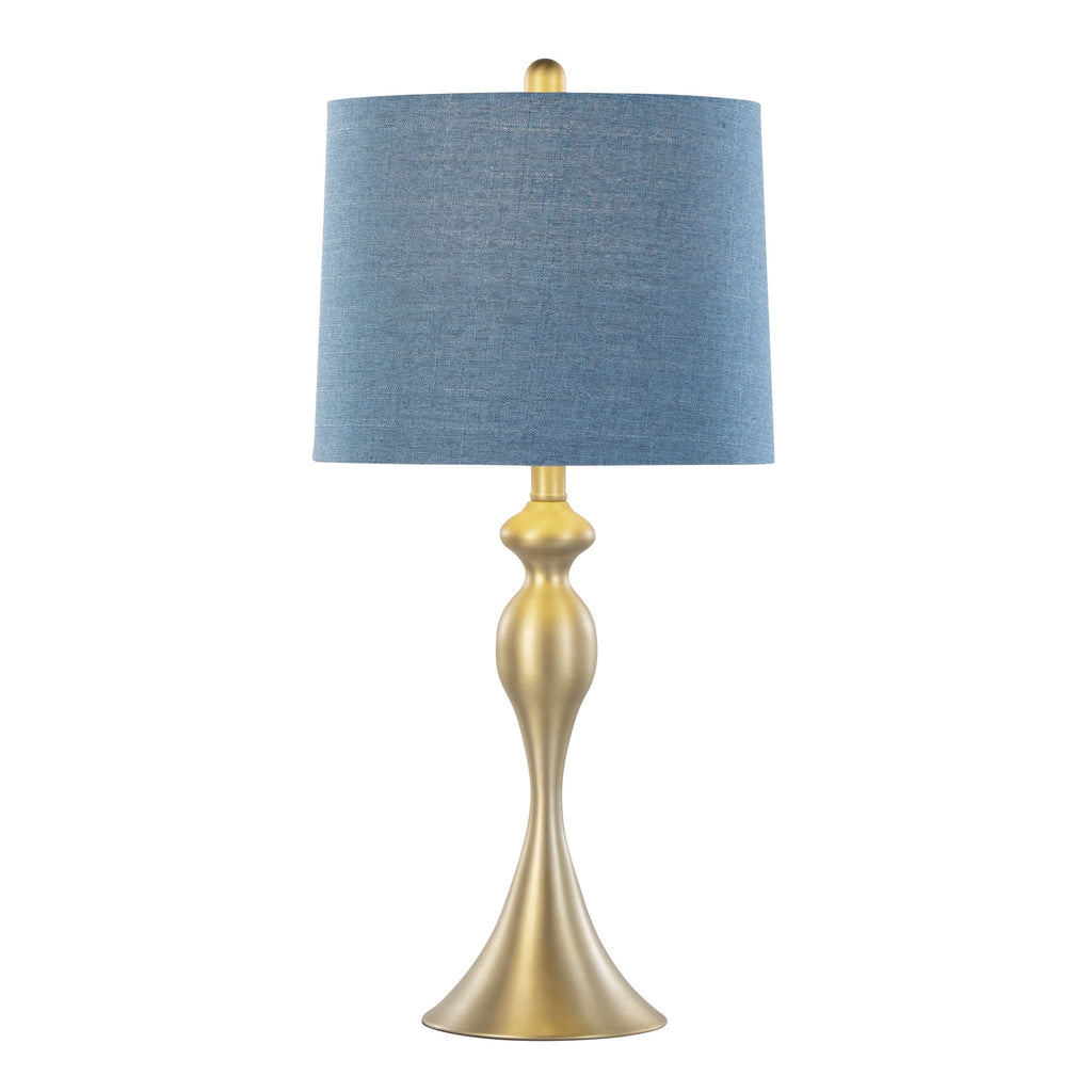 Contemporary Blue Table Lamp Set with Double-Layered Shade - Set of 2