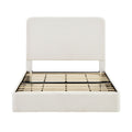 Tall Headboard Upholstered Bed with Metal Frame - King, White