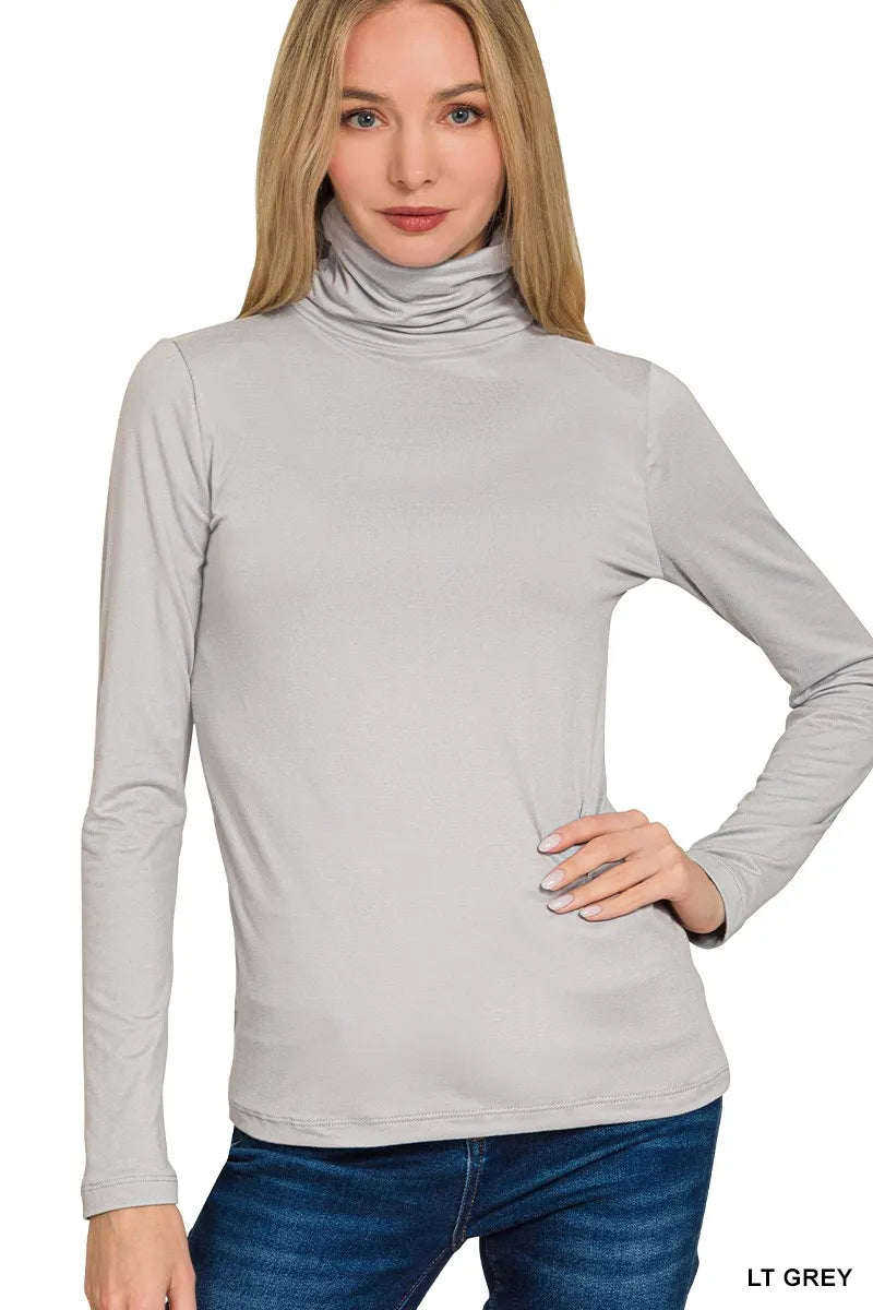 Zenana Premium Microfiber Mock Neck Top