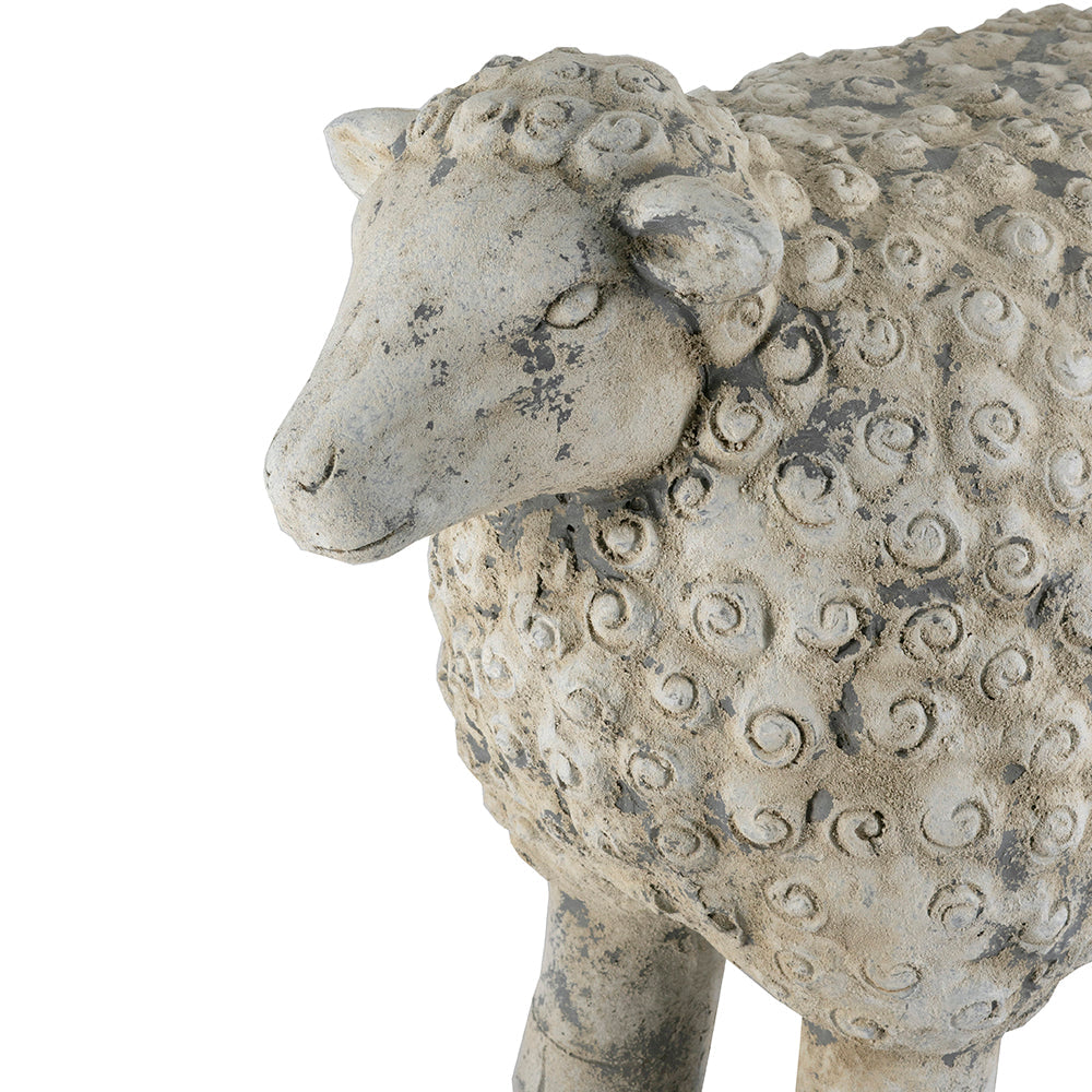 Magnesium Sheep Figurine with Weathered Finish - White & Gray