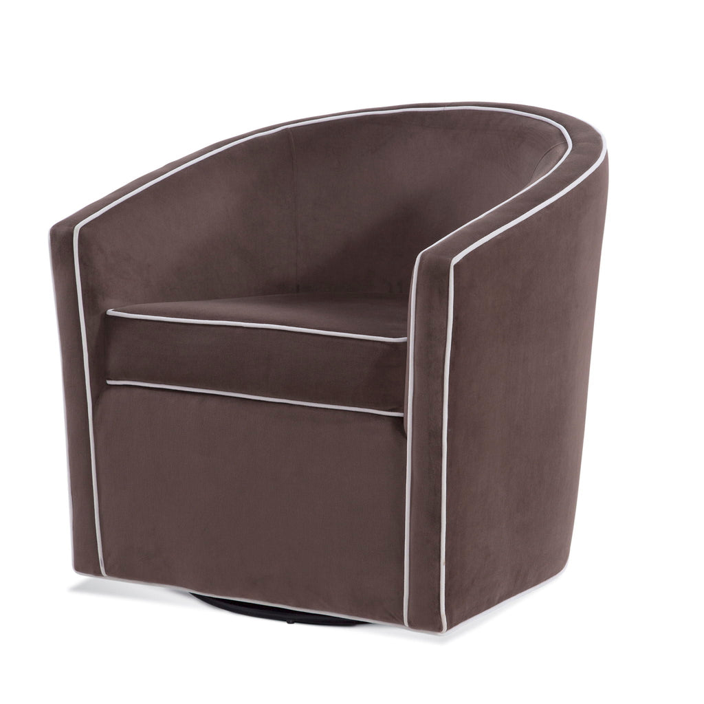 Barrel Back Swivel Chair with 360° Swivel Functionality - Blue, Dark Brown, Beige