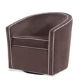 Barrel Back Swivel Chair with 360° Swivel Functionality - Blue, Dark Brown, Beige