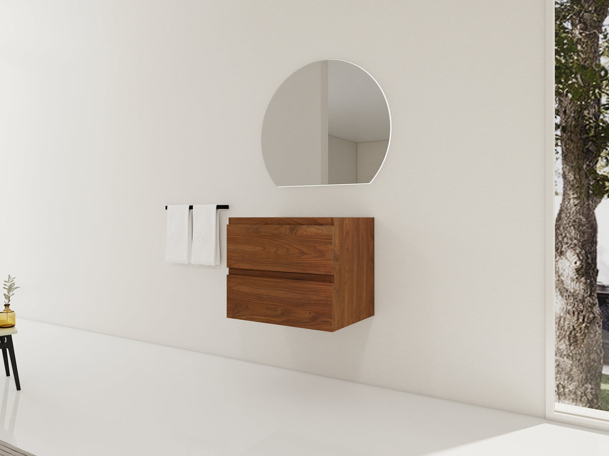 24" Wall-Mounted Bathroom Vanity with Plywood Cabinet - Wood Grain