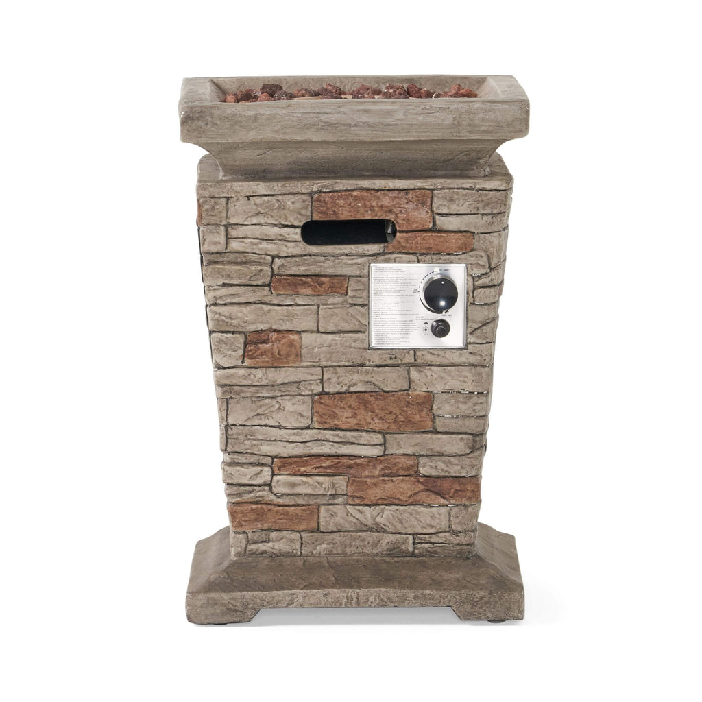 19-Inch Outdoor 40K BTU Natural Stone Fire Column (SAK36771)