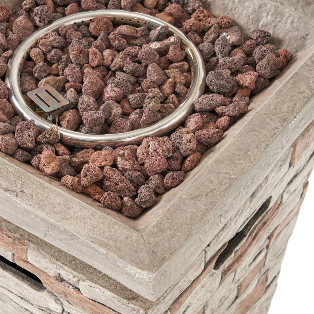 19-Inch Outdoor 40K BTU Natural Stone Fire Column (SAK36771)