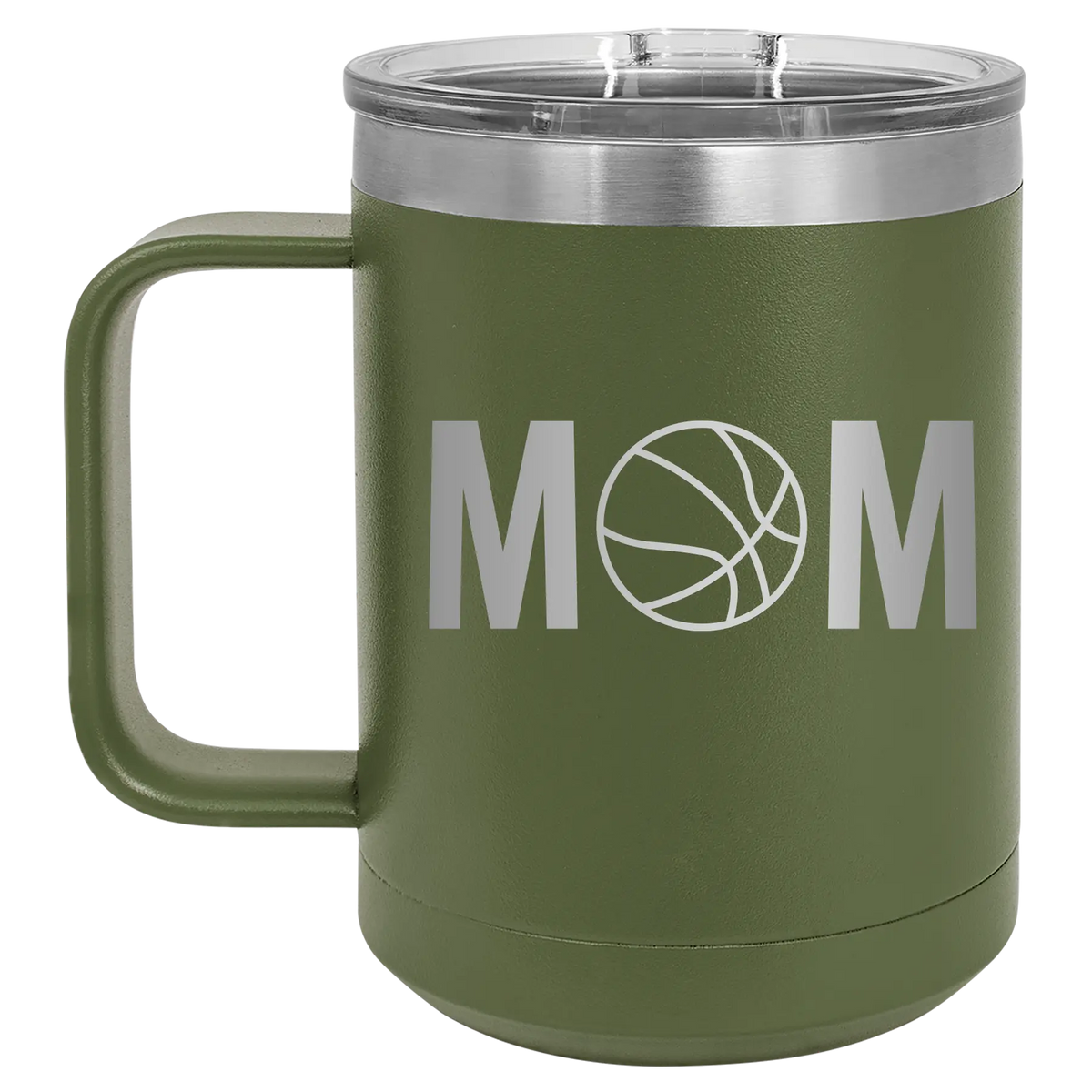 Mom Basketball 15 oz Mug | Olive Green