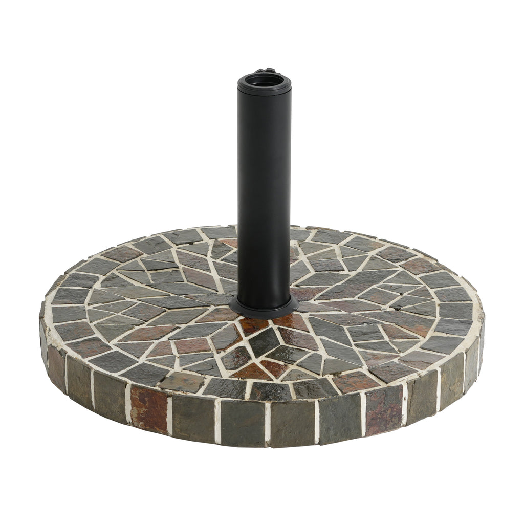 Enzo Tile Round Umbrella Base with Adjustable Support - Multi-Colored Mosaic