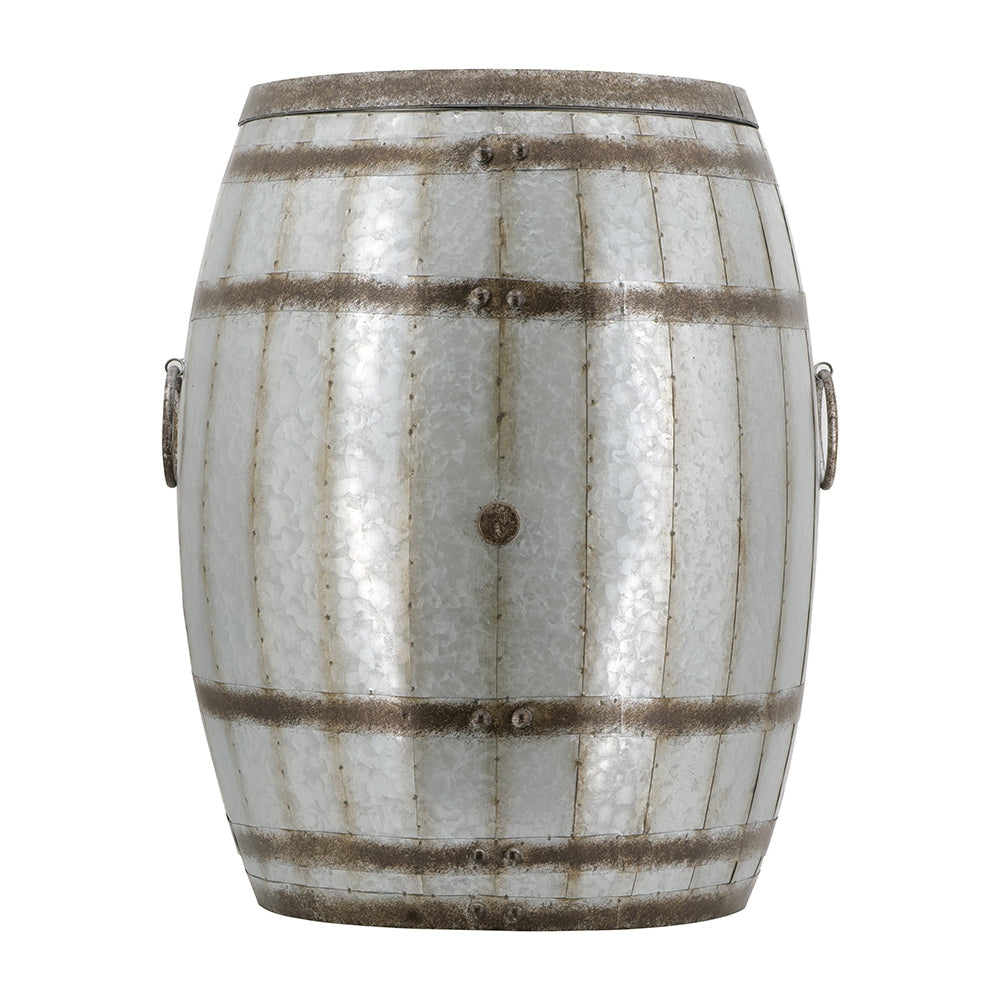 Galvanized Drum Side Table with Removable Lid - Gray
