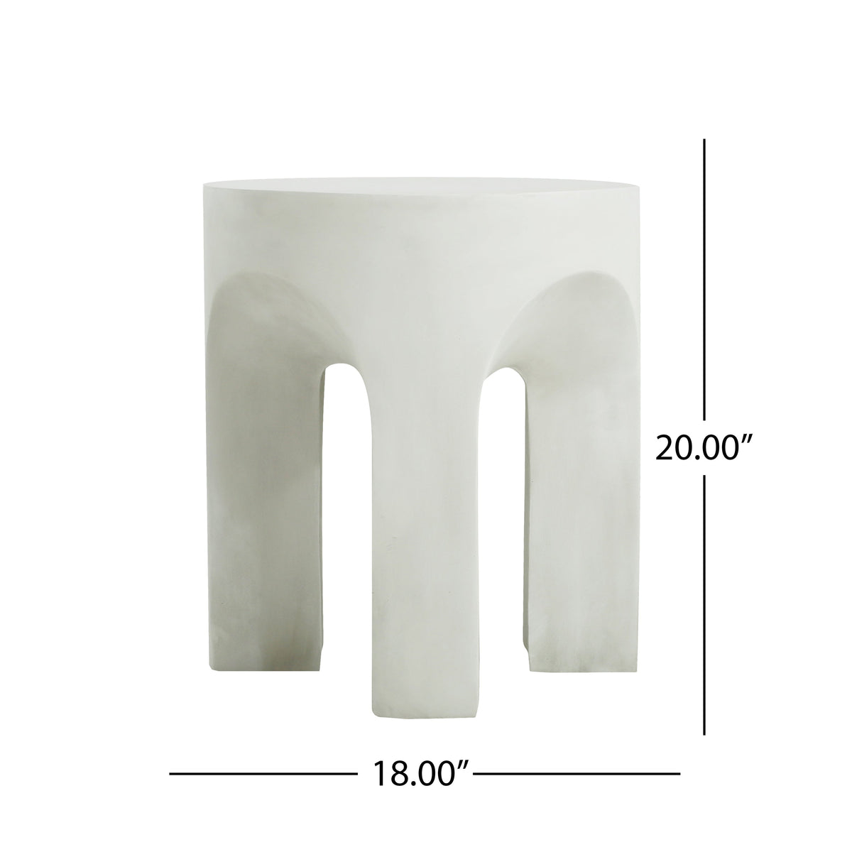 Outdoor MGO Round Top Side Table with Stable Four-Leg Design - Antique White