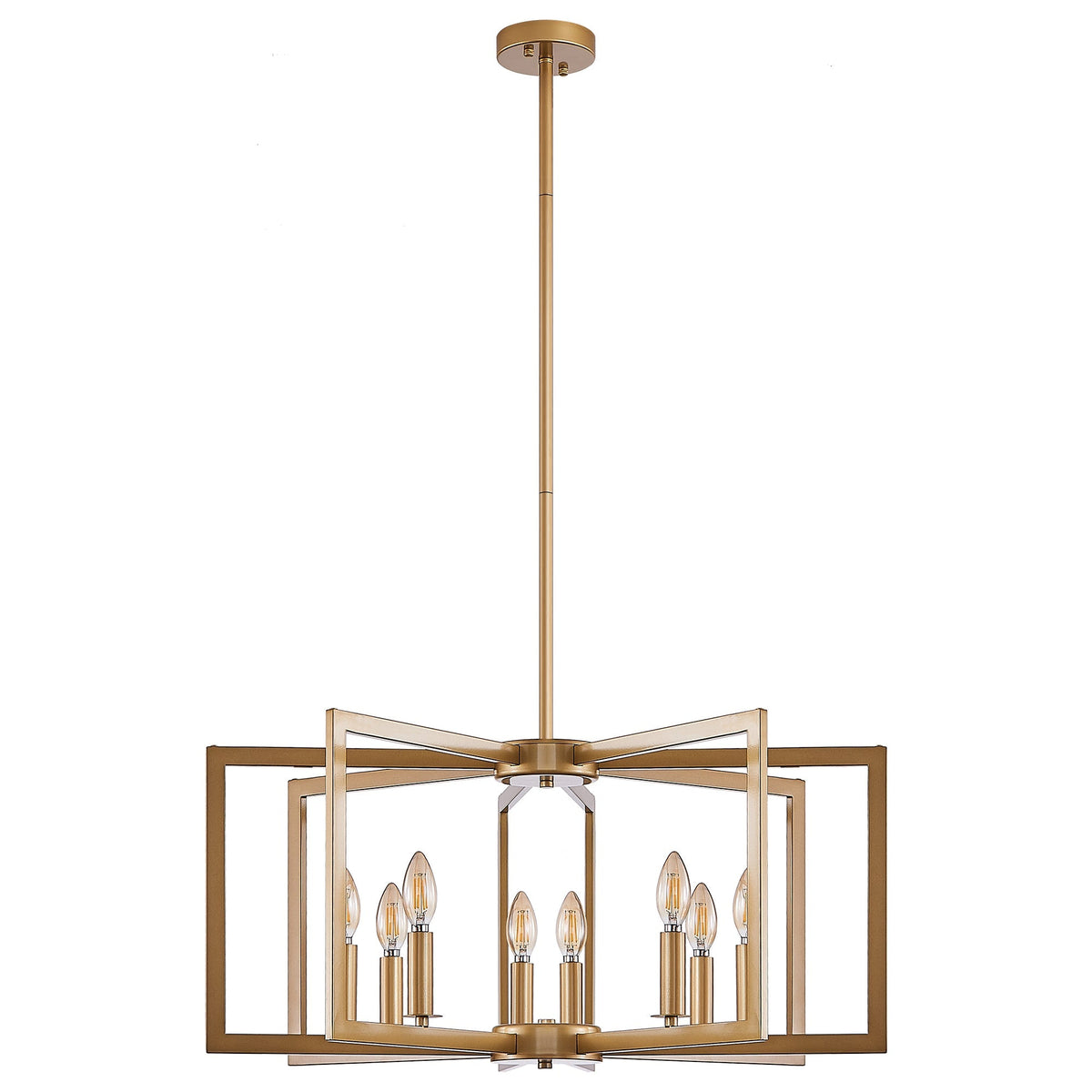 27' Modern Golden Geometric 8-Light Chandelier