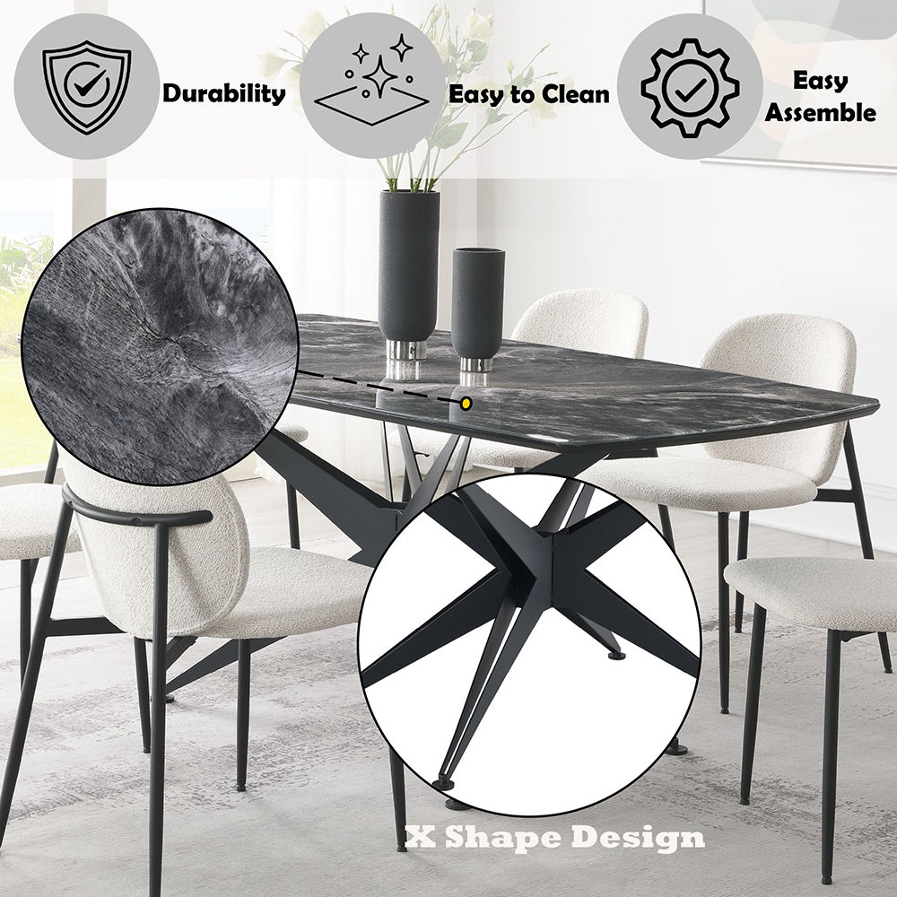 Klaus - Dining Table - Crystal Tempered Glass Top & Black Finish