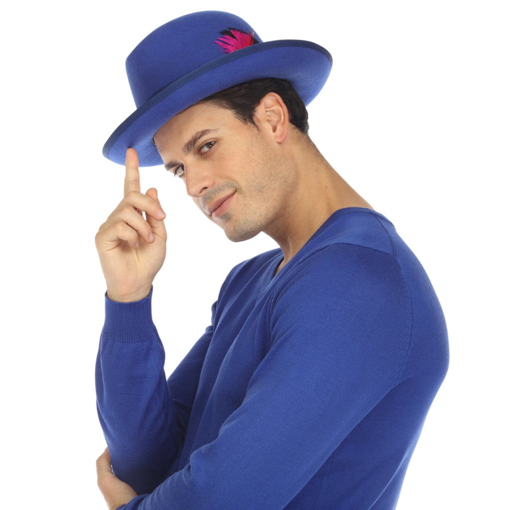 Ferrecci Royal Blue Wool Felt Godfather Fedora Hat