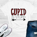 Cupid is Stupid Buffalo Plaid Valentine's Day Graphic Tee