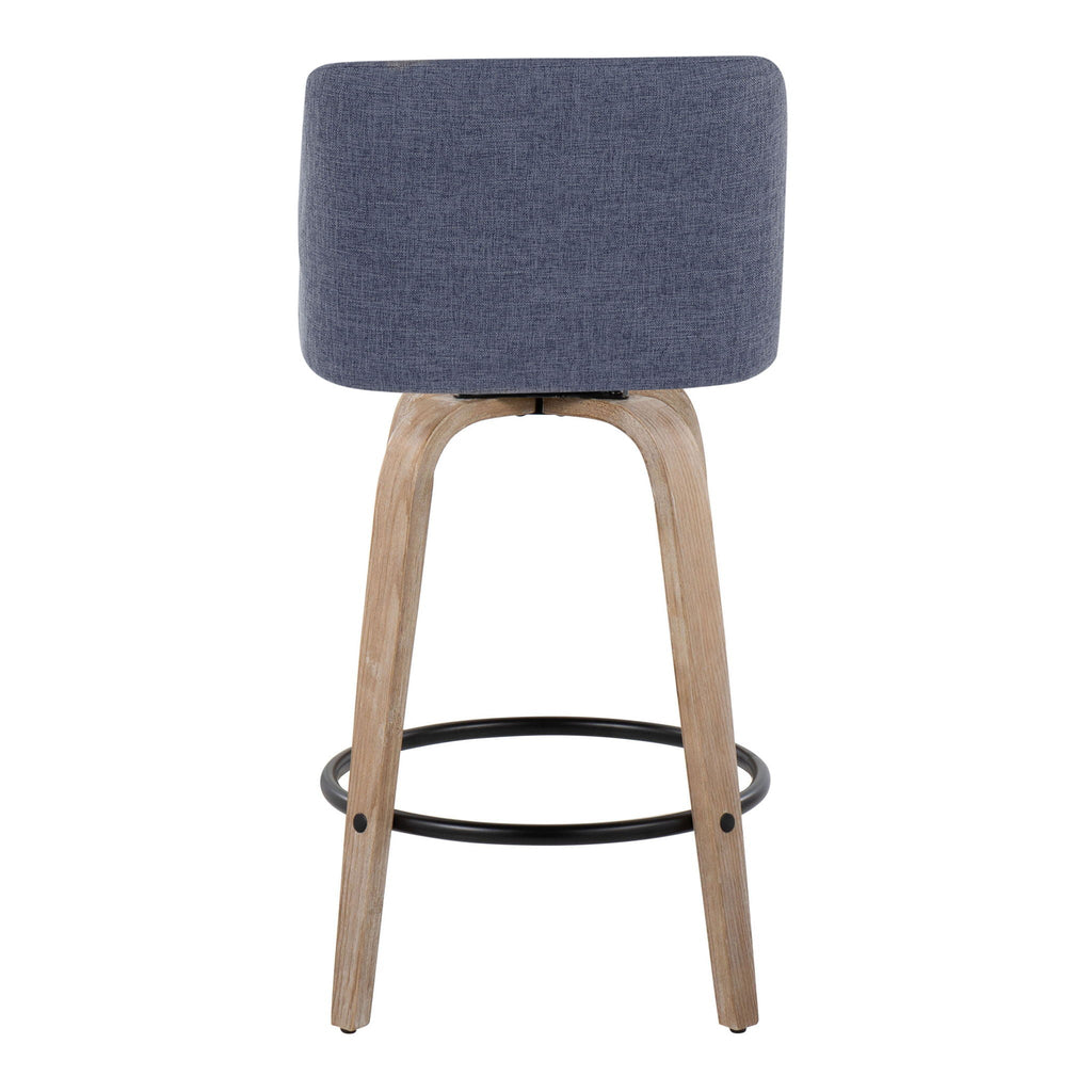 Toriano - Contemporary Fixed-Height Counter Stool & Swivel with Round Footrest (Set of 2)