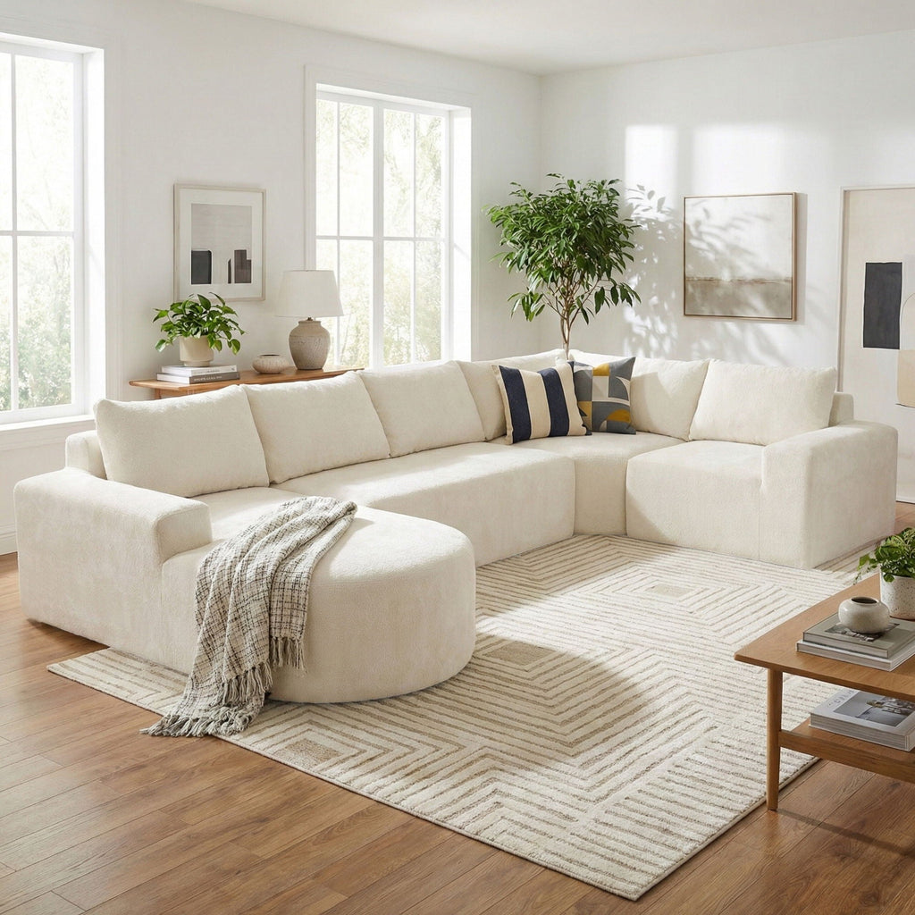 Modular Cloud Sectional Sofa Set with Deep Seating - Choose Beige, Dark Gray, or Dark Brown