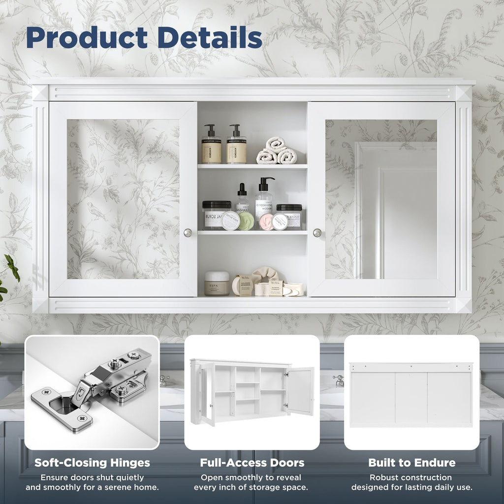Modern Wall-Mount 2 In 1 Mirror Cabinet