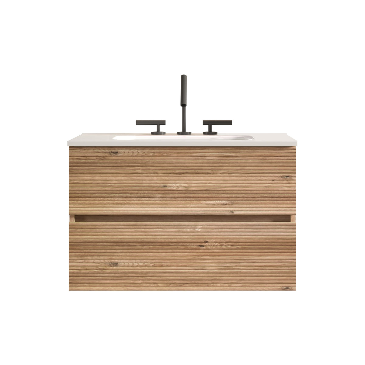Gloria 30" Wall Mounted Bathroom Vanity with Soft-Close Drawers - Rough Oak