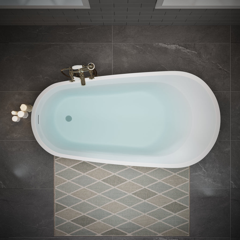 55" Acrylic Freestanding Bathtub with Deep Soaking Design - White