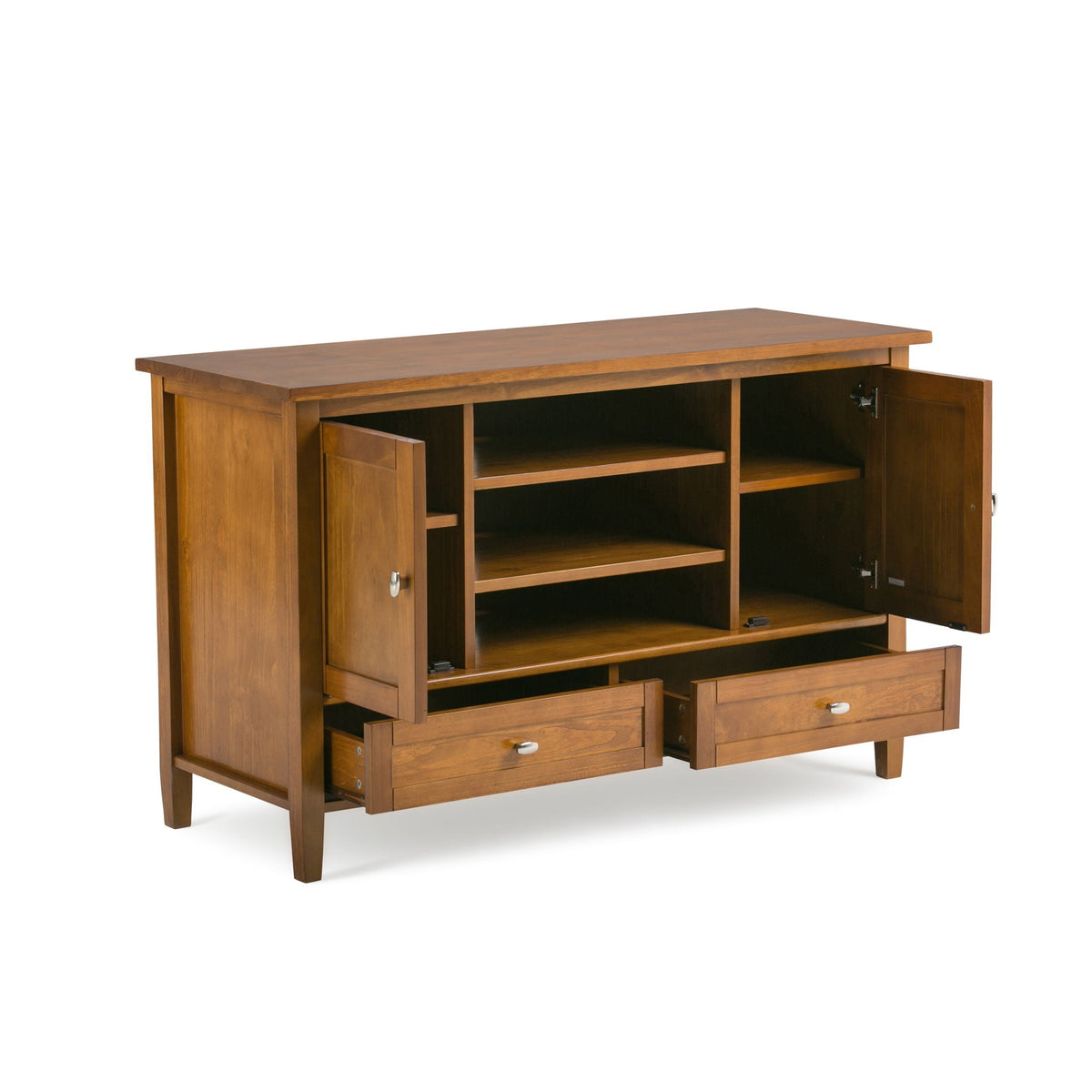 Transitional Style TV Media Stand with Storage - Light Brown, Dark Brown, White