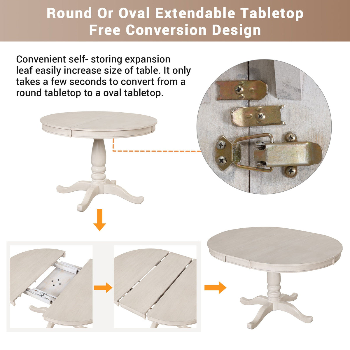Modern Dining Table Set for 4 with Curved Back Chairs - Beige or Light Brown
