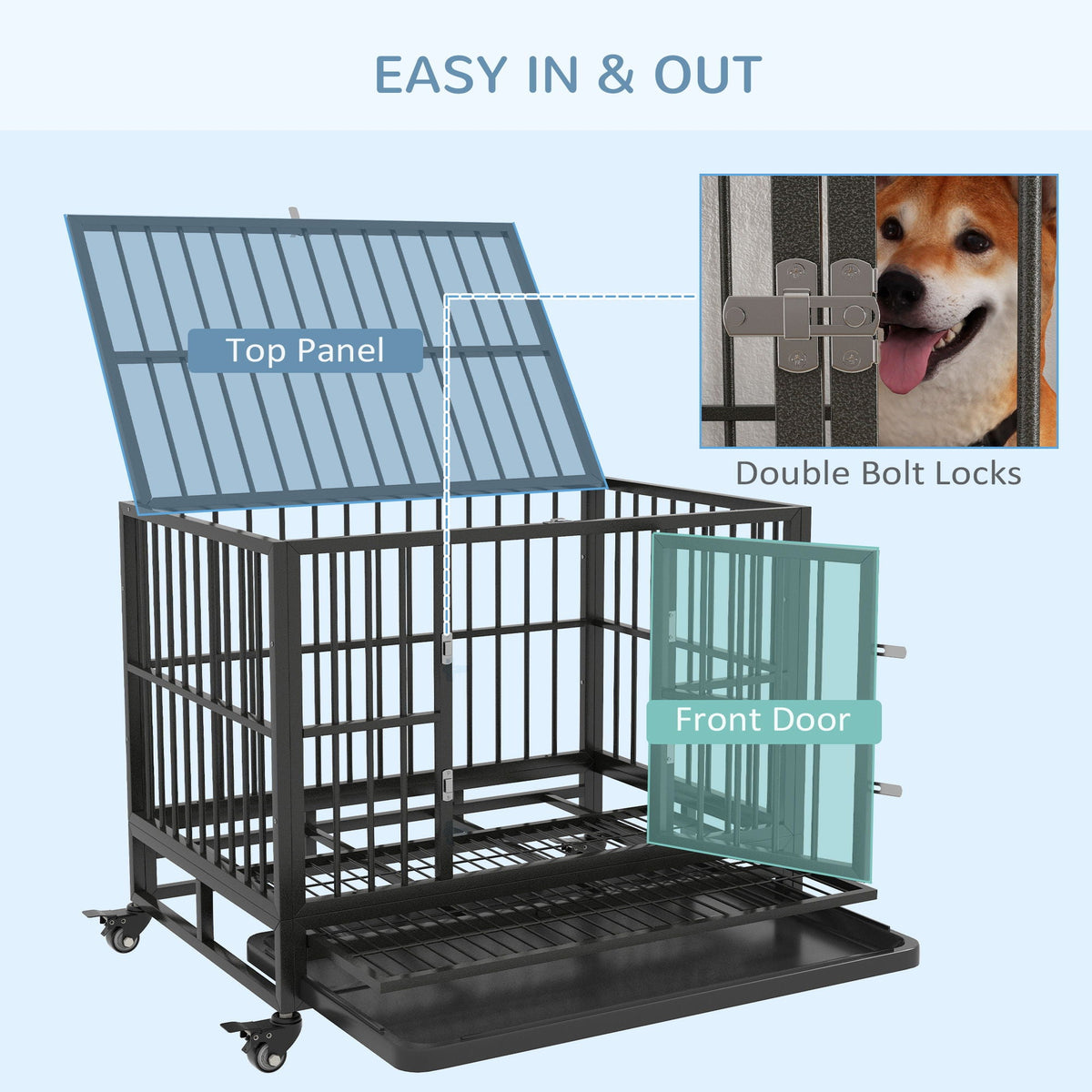 Pawhut 36" Heavy Duty Dog Crate Metal Cage Kennel