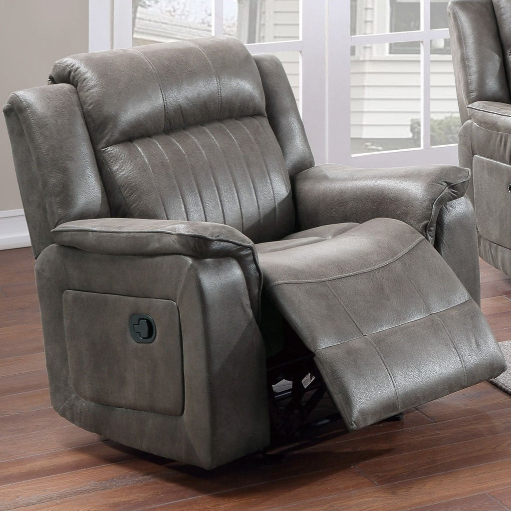 Contemporary Living Room Set with Manual Recliners - Dark Gray