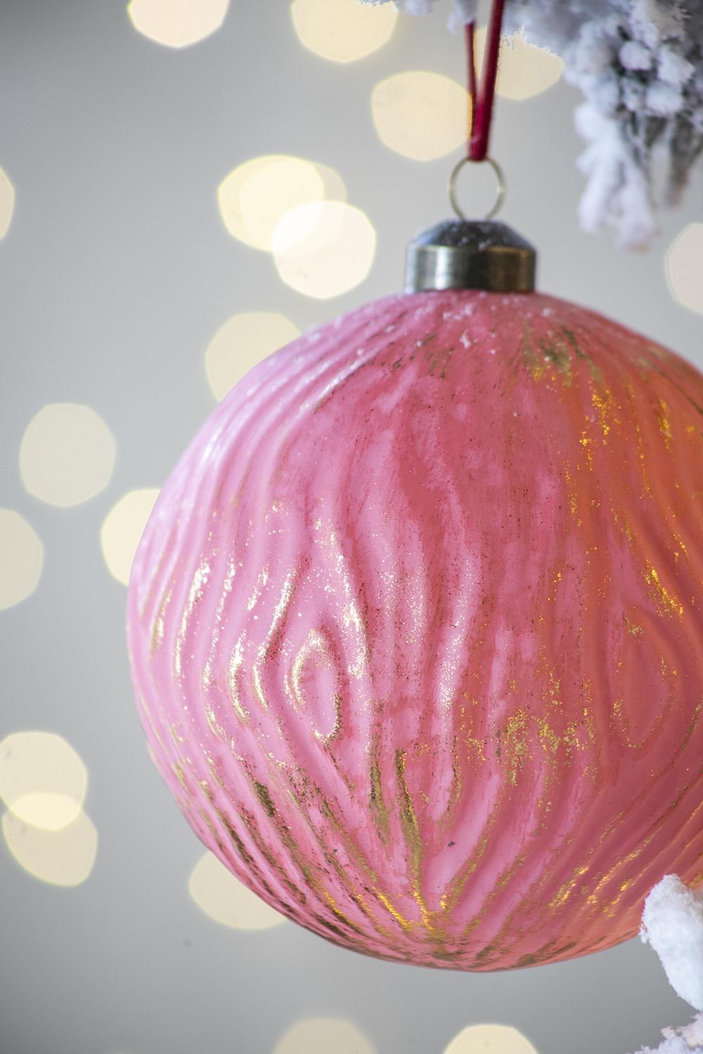 Glass Christmas Ball Ornaments with Decorative Finish - Green, Gold, Red
