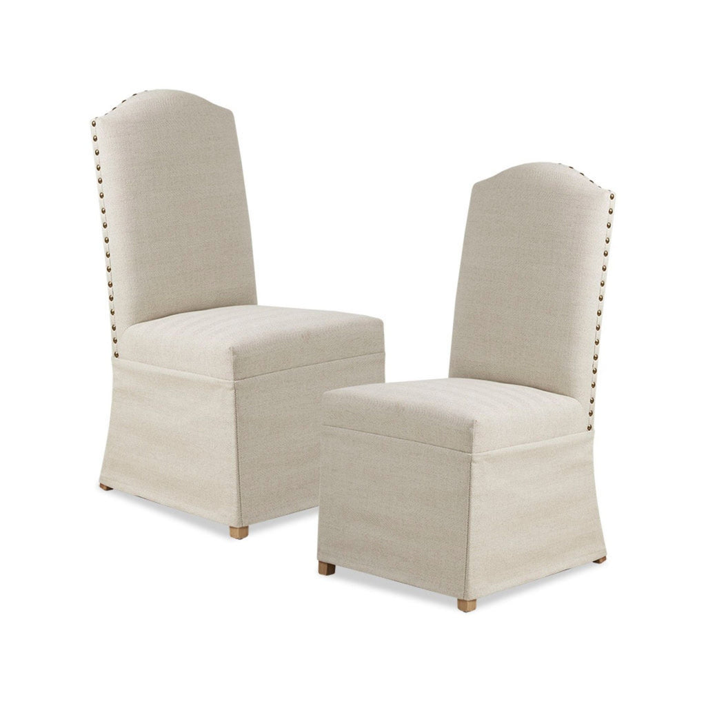 Dining Chair With Skirts Set of 2 with Solid Wood Frame - Beige
