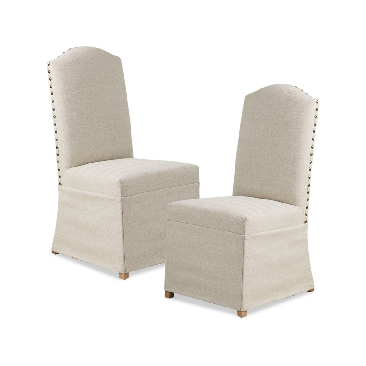 Dining Chair With Skirts Set of 2 with Solid Wood Frame - Beige