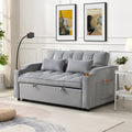 Modern Velvet Sleeper Loveseat with Pullout Bed and USB Ports - Light Gray