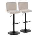 Contemporary Adjustable Barstool Set with Swivel and Rounded T Footrest - Black, White, Beige
