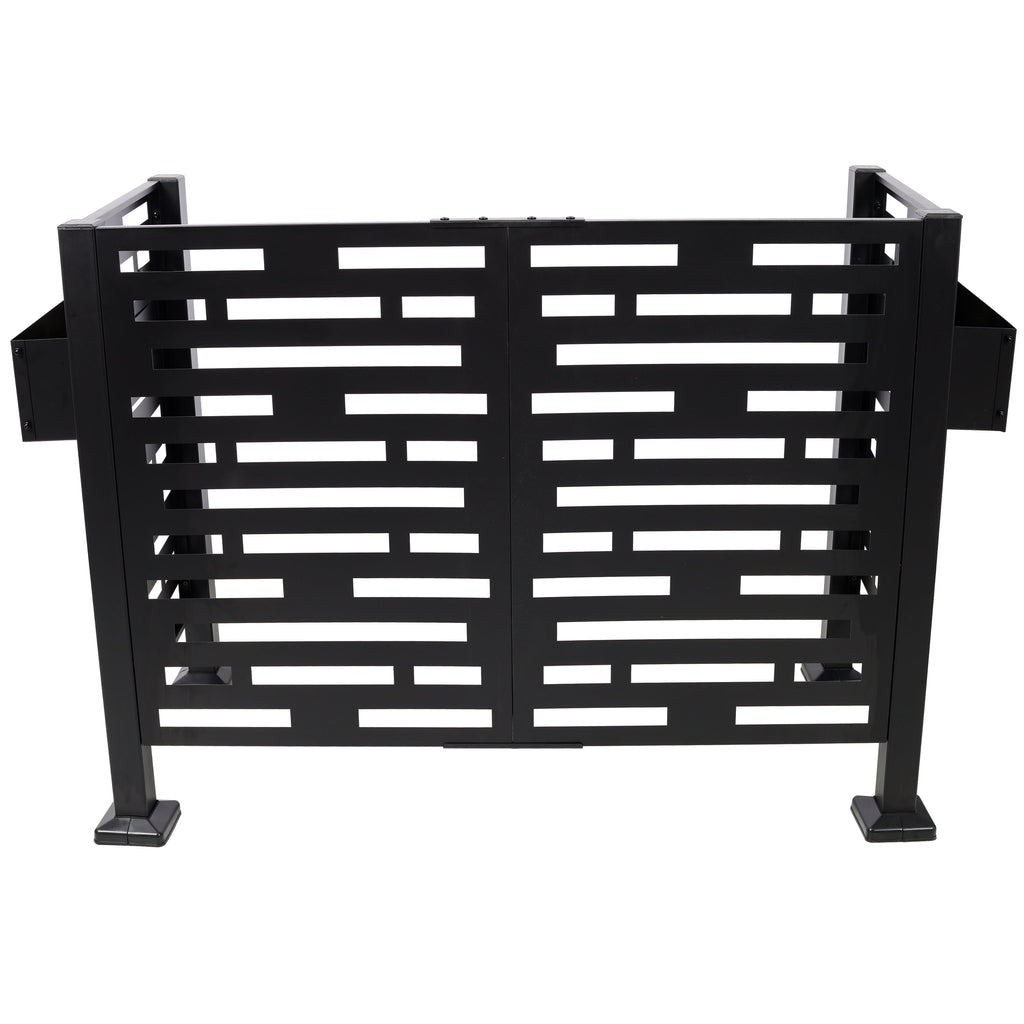 Metal Air Conditioner Fence with Planter Boxes - Black