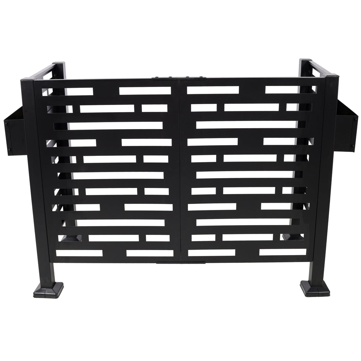 Metal Air Conditioner Fence with Planter Boxes - Black