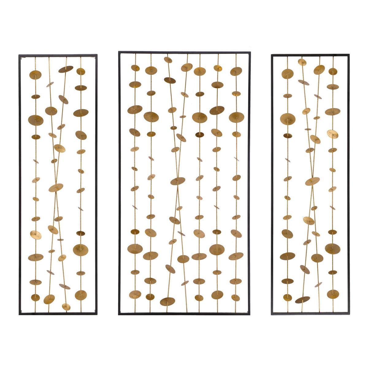 Metal Decorative Wall Art with Frame - Set of 3 - Gold