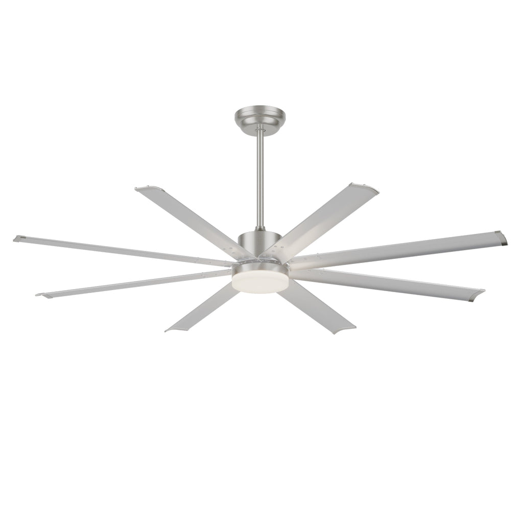 72 Inch Industrial Ceiling Fan with Light and Remote Control - Aluminum