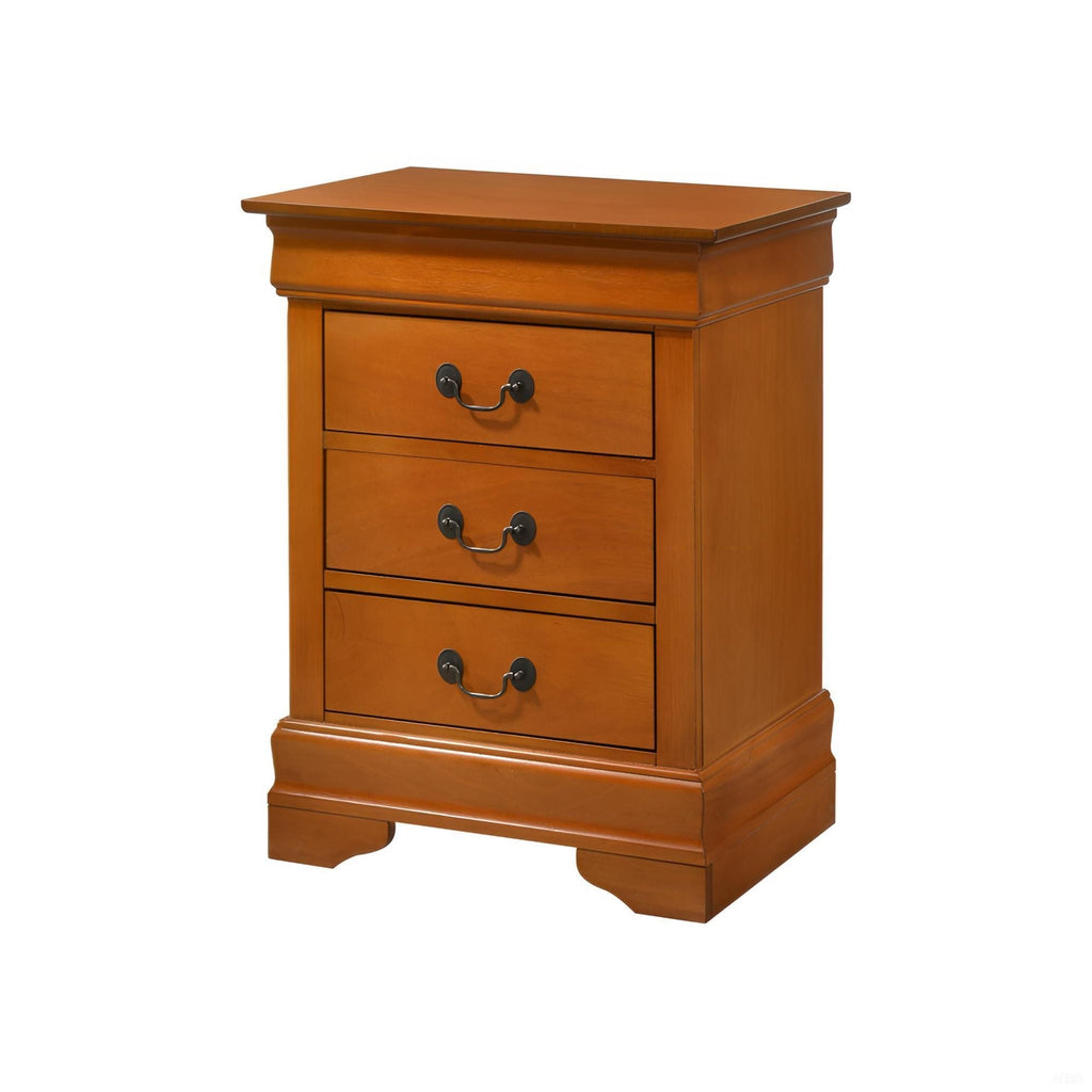 Louis Phillipe Wood Nightstand with Storage Drawers - Multiple Colors