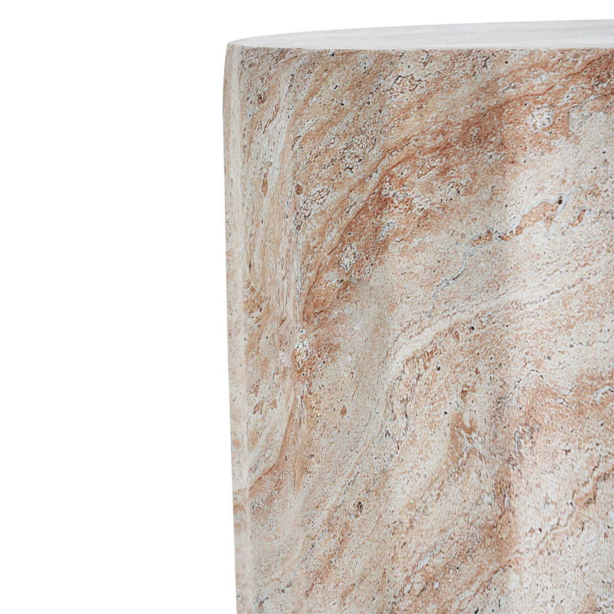 Lightweight Concrete Side Table with Cylinder Design - Beige